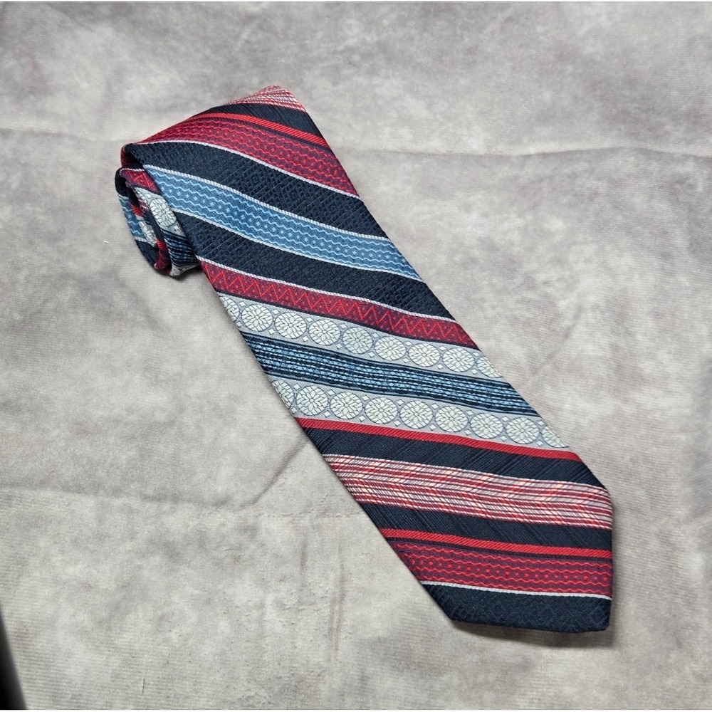 Vintage Men's Colosseo DiRoma Stripe Necktie Red Blue White 35"